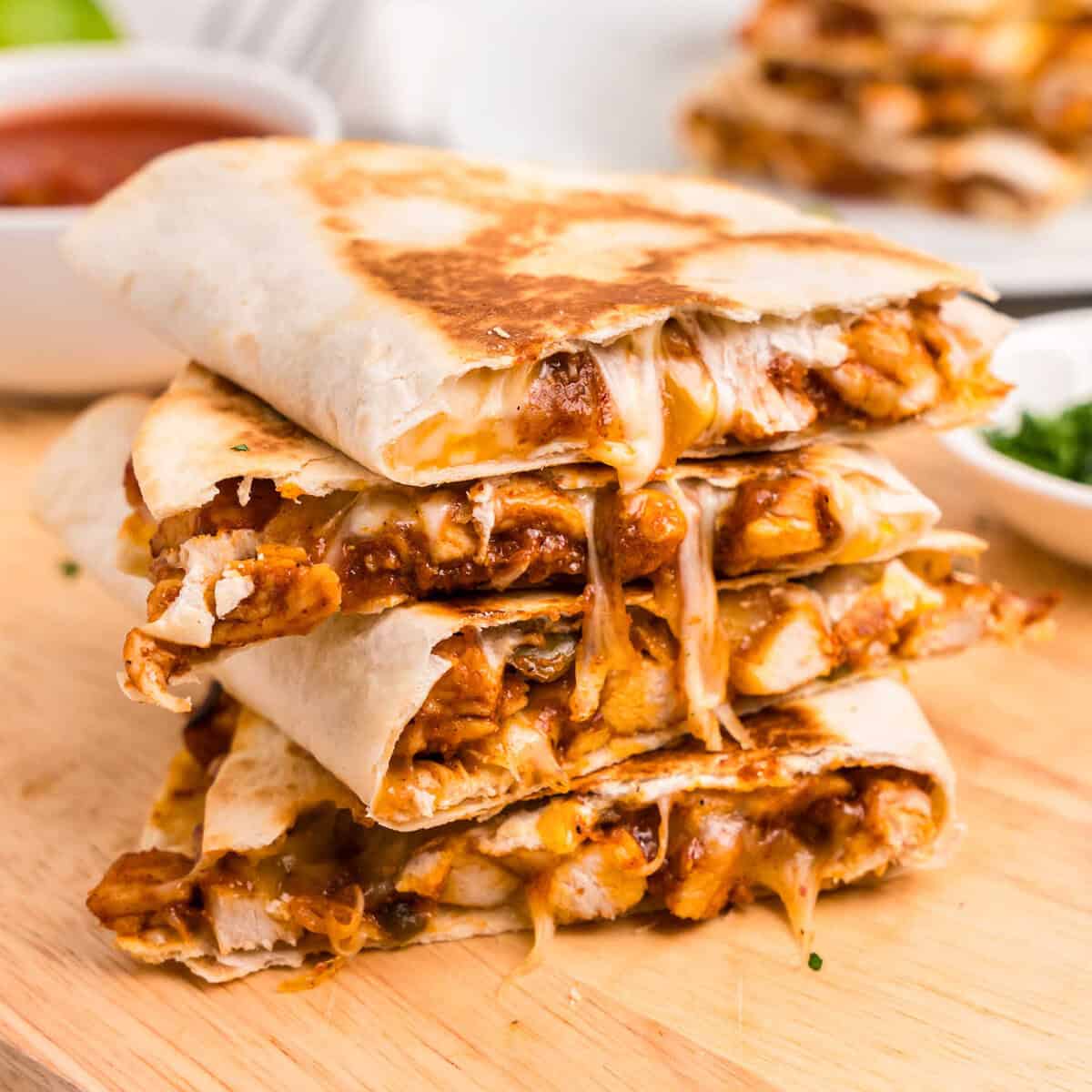 Chicken Quesadilla with side dips